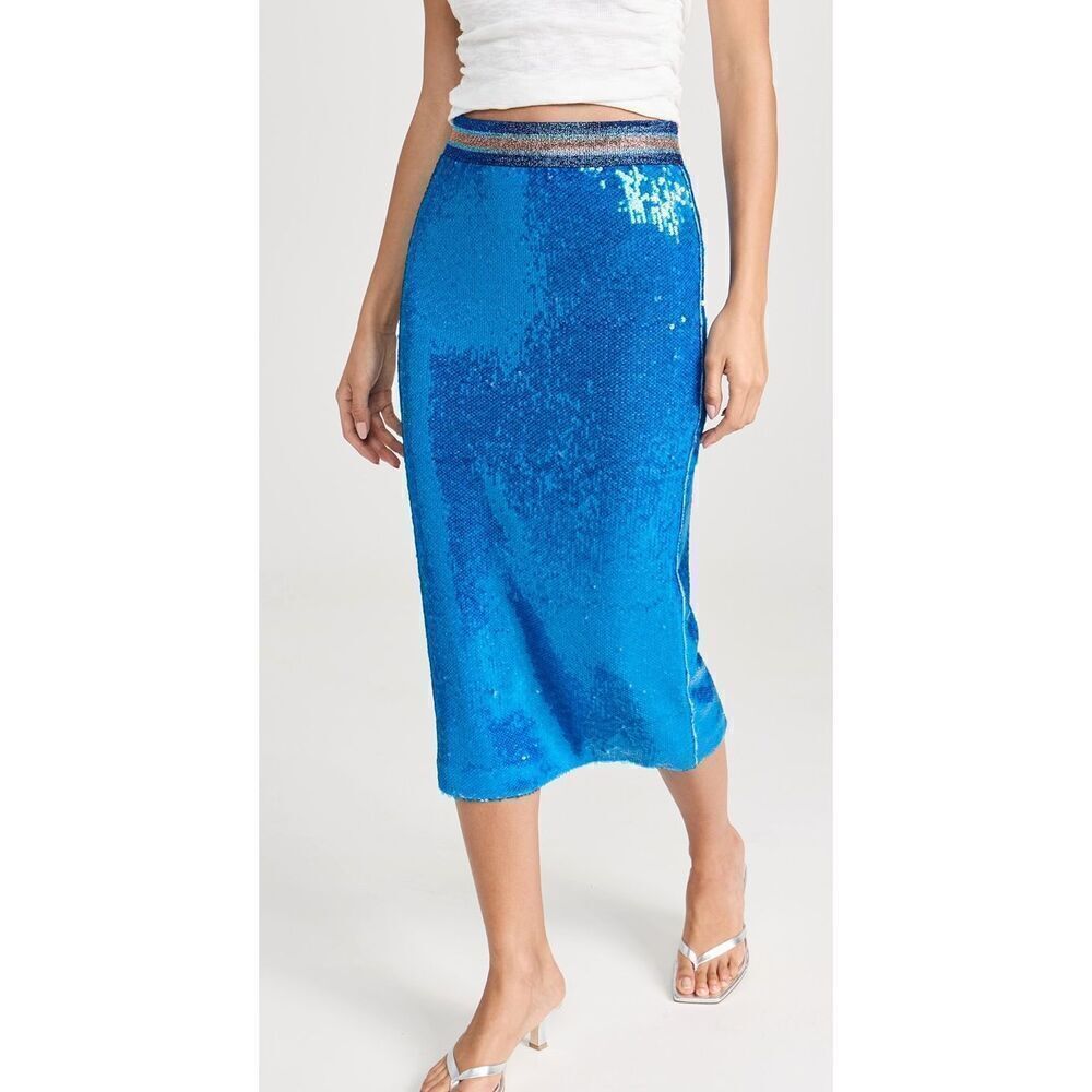 Le Superbe Sequin Pencil Skirt in Blue New With Tags Size Small